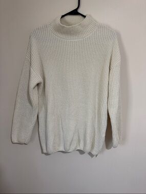 Cynthia Rowley Cream Ribbed Turtleneck Sweater